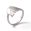 201 Stainless Steel Africa Map Adjustable Ring for Women RJEW-C045-10P-1