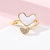 Brass Micro Pave Clear Cubic Zirconia Cuff Rings for Women RJEW-U047-24G-01-2