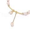 Natural Rose Quartz Round Beaded Charm Bracelets for Women BJEW-JB11931-03-3
