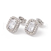 Cubic Zirconia & Rhinestone Rectangle Stud Earrings EJEW-A080-01M-P-2