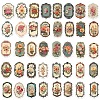 Retro PVC Self-Adhesive Floral Stickers X-STIC-PW0020-09-1