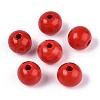 Spray Painted Round Natural Schima Wood Beads WOOD-A018-14mm-07-1