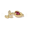 Brass Pave Cubic Zirconia Tulip Flower Connector Charms KK-I276-51G-01-2