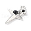 Rack Plating Alloy Jet Rhinestone Pendants PALLOY-F018-18P-02-2