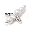 Pearlized Glass Pearl Bead Pendants PALLOY-JF03203-02-4