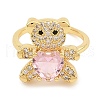 Rack Plating Brass Micro Pave Cubic Zirconia Open Cuff Rings for Women RJEW-S392-02G-A-2