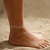 Brass Double Layer Dapped Chain Anklets for Women FS-WGB1635-01-4