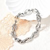304 Stainless Steel Rhombus Link Chain Bracelets for Women Men BJEW-F488-66P-2