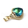 Real 18K Gold Plated Rack Plating Brass Micro Pave Clear Cubic Zirconia Pendants KK-C015-16G-02-2