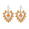 Heart with Mushroom Handmade Lampwork Dangle Earrings EJEW-MZ00450-02-2