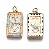 Brass Micro Pave Clear Cubic Zirconia Pendants KK-S356-233G-NF-2