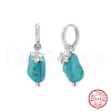 Natural Turquoise Beaded Hoop Earrings EJEW-L294-001P-1