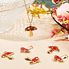 Beebeecraft 6Pcs Autumn Theme Real 18K Gold Plated Brass Micro Pave Cubic Zirconia Pendants ZIRC-BBC0002-34-4