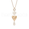 Heart & Teardrop Alloy Plastic Imitation Pearl Pendant Slider Snake Chain Long Necklaces for Women WG79394-02-3