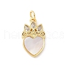 Brass Pave Natural White Shell Pendants KK-S522-18G-1