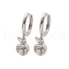 Brass Cubic Zirconia Hoop Earrings EJEW-Q015-01P-C-2
