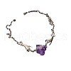 Both Hands Alloy with Nuggets Natural Amethyst Pendant Necklaces FS-WG3CF2D-01-4