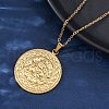 Flat Round with Trinity Knot 304 Stainless Steel Pendant Necklaces NJEW-H059-03G-2