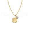 Square & Flat Round 925 Sterling Silver Micro Pave Cubic Zirconia Pendant Necklaces for Women NJEW-F338-08G-2