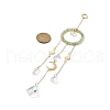 Natural Green Aventurine Woven Net/Web with Feather Window Hanging Suncatchers HJEW-JM00852-02-4
