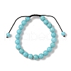 8mm Round Natural Crackle Turquoise  Braided Bead Bracelets BJEW-C067-01B-10-2