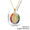 Elegant Vintage Brass Pave Cubic Zirconia Virgin Mary Religion Pendant Necklaces JB8596-2-2