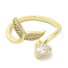 Brass Micro Pave Cubic Zirconia Rings for Women RJEW-E295-35G-2