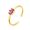 Brass Micro Pave Cubic Zirconia Cuff Rings for Women RJEW-H247-35G-02-4