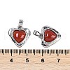 Brass Pave Natural Carnelian(Dyed & Heated) Heart Charms KK-U043-51P-04-3