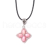 Dyed Synthetic Imperial Jasper & Glass Seed Beaded Star Pendant Black Waxed Cotton Cord Necklaces NJEW-MZ00109-04-2