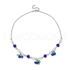 2Pcs 2 Colors Crackle Glass & Natural Quartz Crystal Fruit Bib Necklaces for Women NJEW-JN05203-5