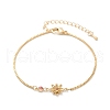 Brass Micro Pave Cubic Zirconia Birthday Flower Link Bracelets BJEW-U031-01G-07-4