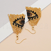 Glass Seed Beaded Dangle Earrings UP1893-01-2