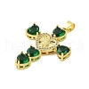 Rack Plating Brass Micro Pave Cubic Zirconia Heart Shape Virgin Mary Cross Pendant KK-S380-44B-G-2