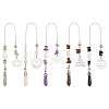 SUPERFINDINGS 5Pcs 5 Style Natural Gemstone Pointed Dowsing Pendulums FIND-FH0007-82-1