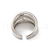 Rack Plating Brass Grooved Open Cuff Rings RJEW-K249-06P-3