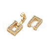 Brass Micro Pave Clear Cubic Zirconia Fold Over Clasps KK-C075-07G-2