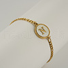 Flat Round with Letter Pattern 304 Stainless Steel Link Bracelets FS-WG4692B-28-1