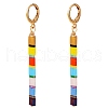 Glass Seed Beads Dangle Hoop Earrings EJEW-SW00002-1