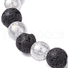6mm Round Electroplated Synthetic Crackle Quartz & Natural Lava Rock Beaded Stretch Bracelets BJEW-JB10492-4