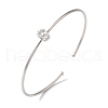 Rack Plating Brass Micro Pave Clear Cubic Zirconia Letter Open Cuff Bangles BJEW-A018-01P-S-1