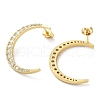 Moon Rack Plating Brass Micro Pave Clear Cubic Zirconia Stud Earrings for Women EJEW-A045-05G-2