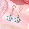Brass Glass Seed Beads Flower Leverback Earrings EJEW-MZ00426-4