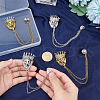 AHADEMAKER 4Pcs 2 Colors Lion with Crown Rhinestone Safety Pin Brooch JEWB-GA0001-15-6