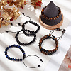 ANATTASOUL 6Pcs 5 Style Natural Lava Rock & Tiger Eye & Synthetic Agate Braided Bead Bracelets Set BJEW-AN0001-12-7