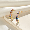 925 Sterling Silver Micro Pave Cubic Zirconia Stud Earrings EJEW-K284-02G-2
