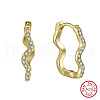 925 Sterling Silver Wavy Hoop Earrings EJEW-C146-02G-2