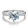 Rhodium Plated 925 Sterling Silver Pave 6.5x3.9mm Moissanite Finger Rings for Women WG36A3D-20-4