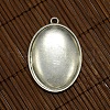 40x30mm Clear Oval Glass Cabochon Cover and Antique Silver Alloy Blank Pendant Cabochon Settings for DIY Portrait Pendant Making DIY-X0154-AS-LF-2