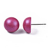 Pearlized Half Round Schima Wood Earrings for Girl Women EJEW-N048-001-10-3